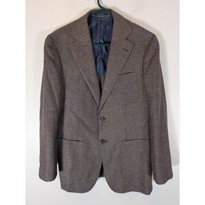 Suit Supply Mens Size 40 Brown Blue Textured Wool Silk Cashmere 2-Button Blazer